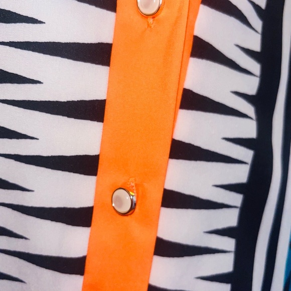 Two piece flower/ Aztec print set white black orange and teal - Picture 9 of 9